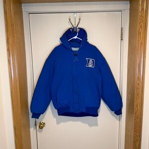 Vintage 80s Delong Duke University Blue Devils Quilted Coat Jacket Size XL